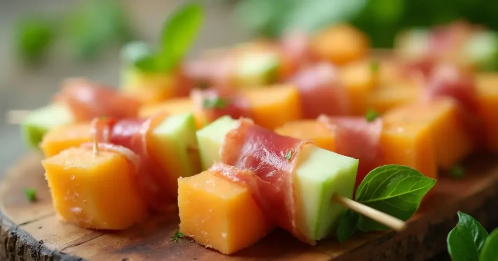 Melon and Prosciutto Skewers Melon and Prosciutto Skewers