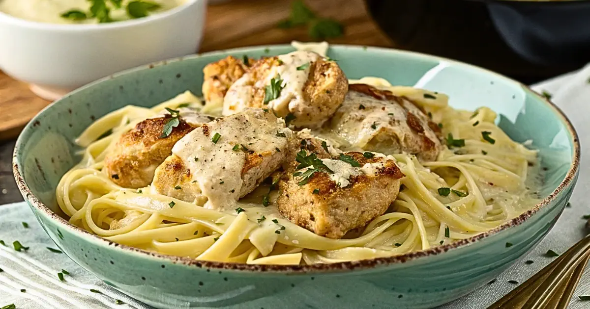 Garlic Butter Chicken Bites with Creamy Parmesan Pasta