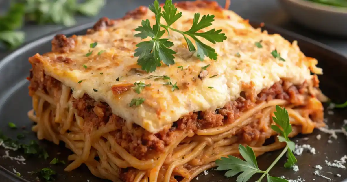 Baked Cream Cheese Spaghetti Casserole Recipe