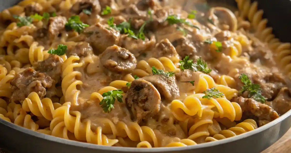 Creamy Ground Beef Stroganoff