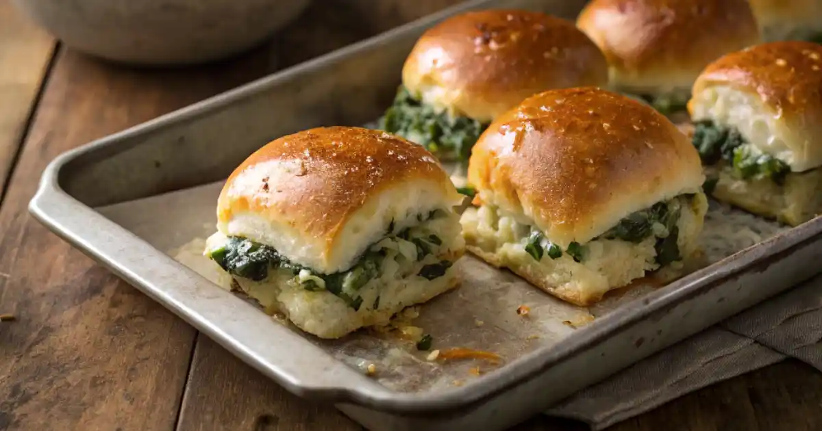 cheesy spinach artichoke dip sliders