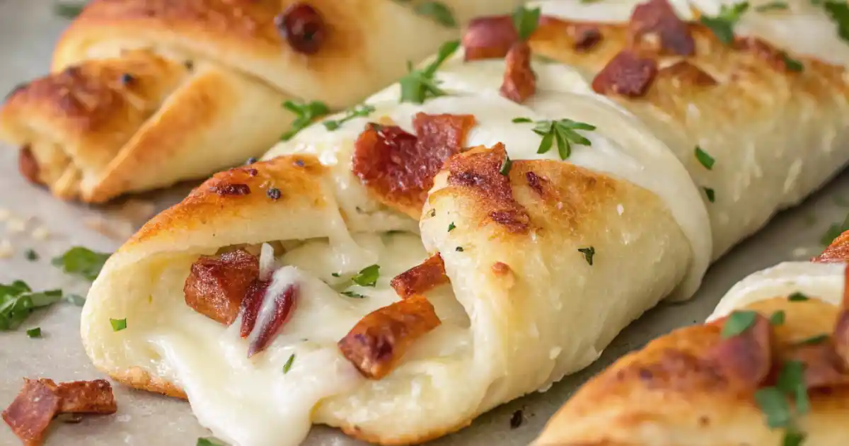 Garlic Butter Bacon Alfredo Pizza Twists