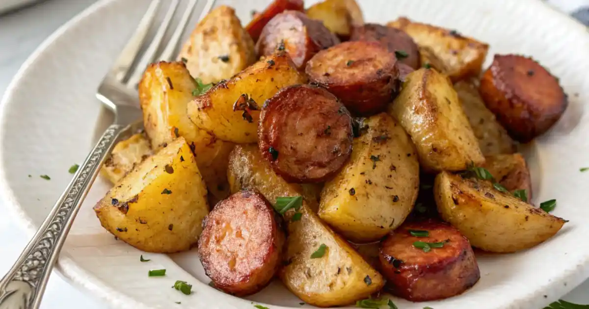 Oven Roasted Smoked Sausage and Potatoes